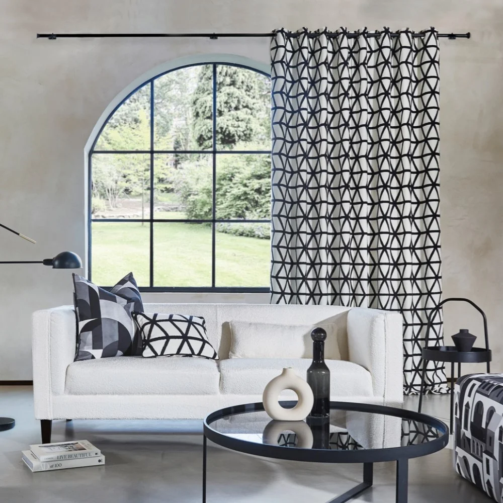 Geometric Black & White Curtains