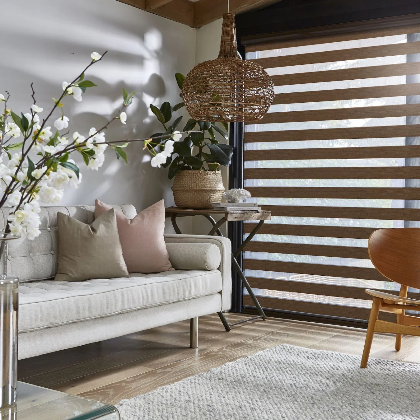 Brown Diffusing Day And Night Blinds, Fabric By Prestigious Textiles Open