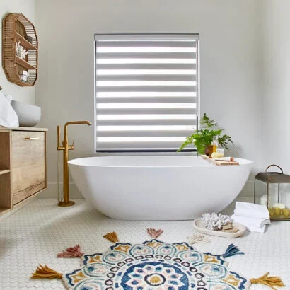 White Day & NIght Blinds For Bathrooms