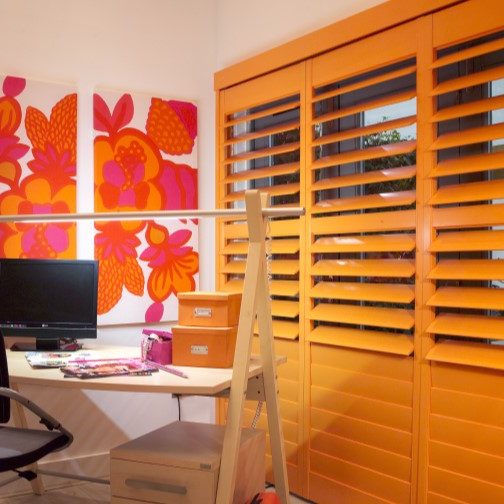 Coloured Painted Shutters in Orange