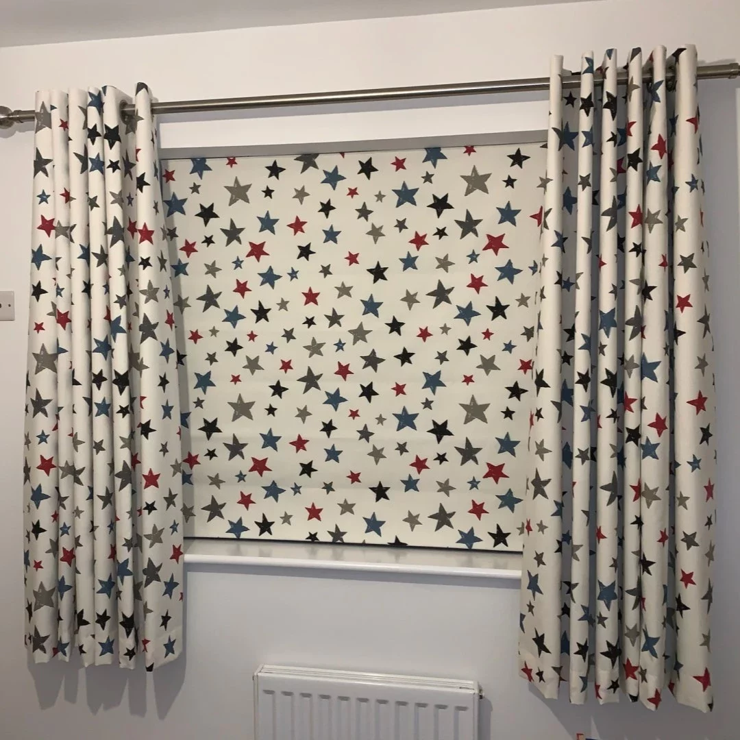 Childrens' Star Curtains With Matching Blinds